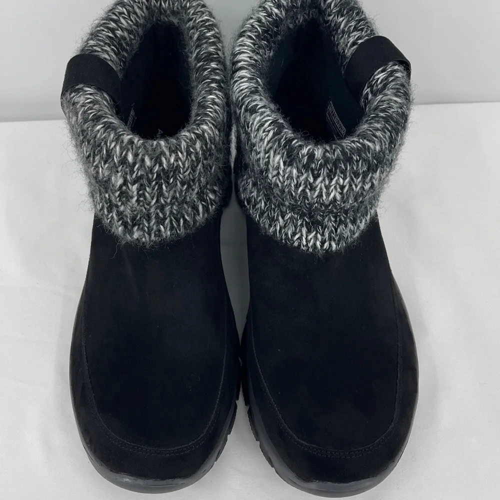 Skechers Black Knit Cuff Winter ANKLE Boots WOMENS SIZE 10 NWOT